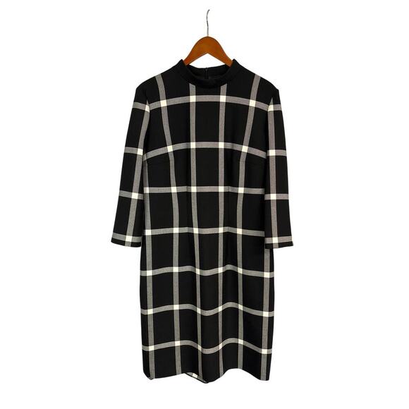 Women’s BOSS by HUGO BOSS Size 10 Black & White Plaid Knit Dress - Picture 2 of 5